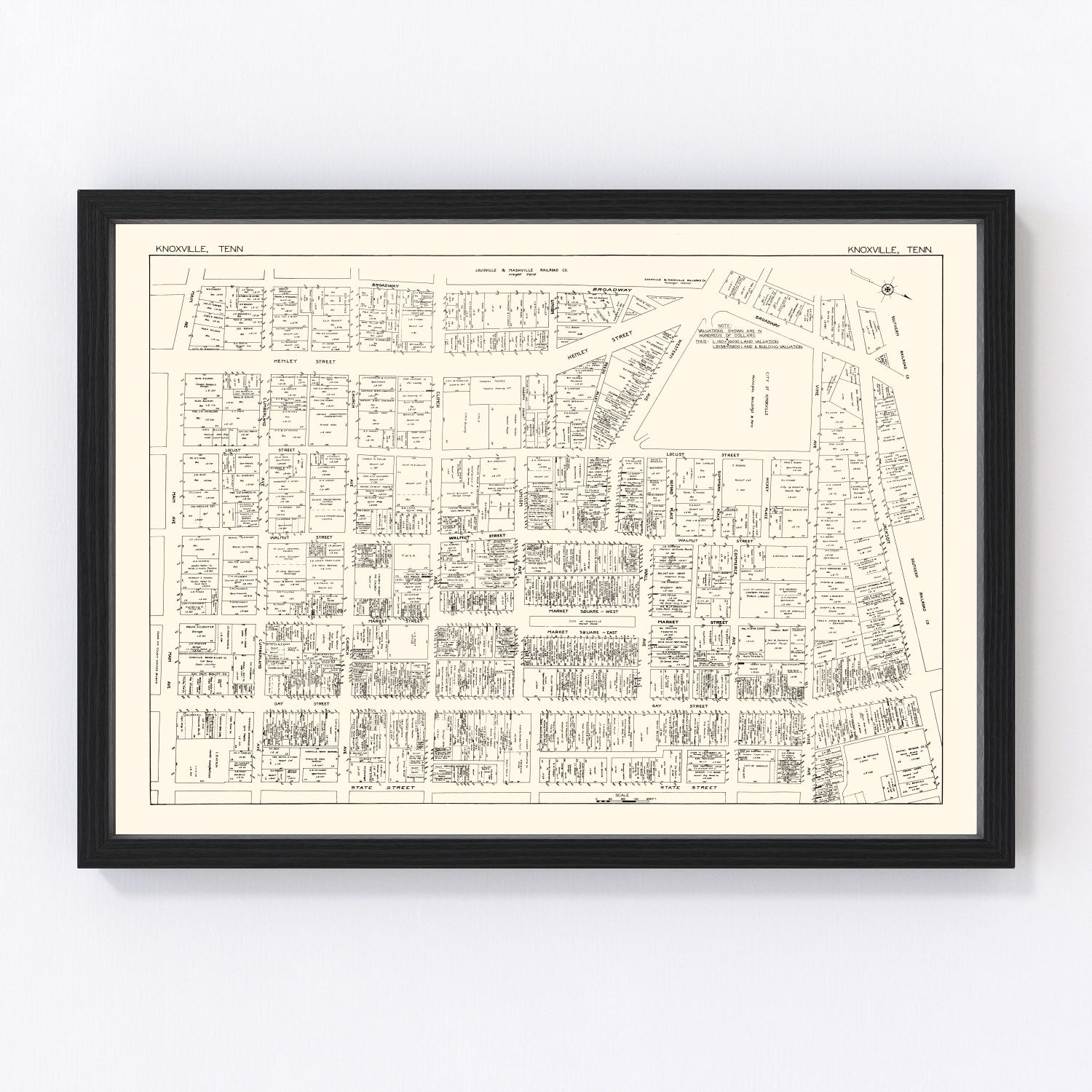 Vintage Map of Knoxville, TN Business Section 1929