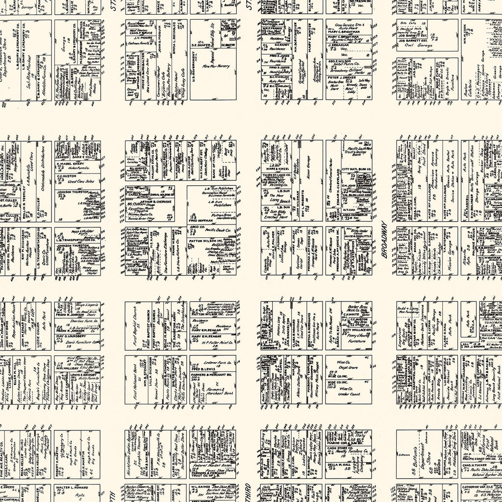 Vintage Map of Long Beach, CA Business Section 1929