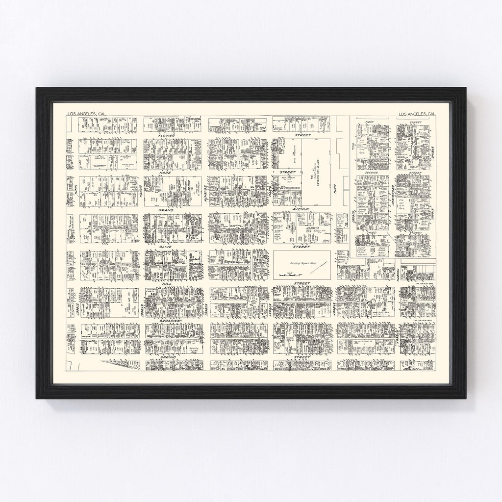 Vintage Map of Los Angeles, CA Business Section 1929