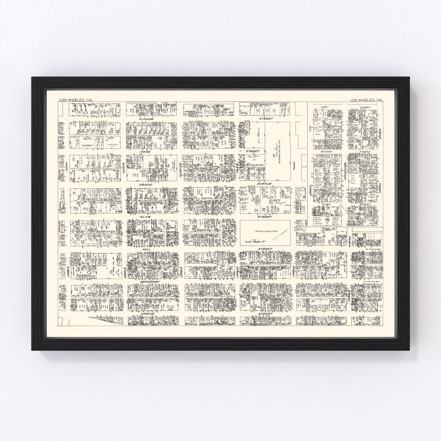 Vintage Map of Los Angeles, CA Business Section 1929