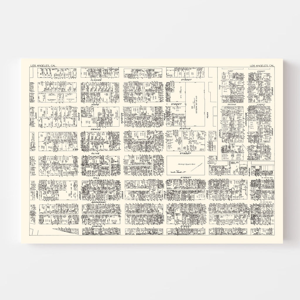 Vintage Map of Los Angeles, CA Business Section 1929