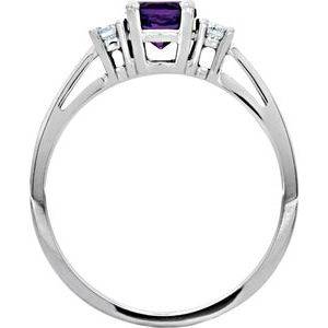 14K White Gold Natural Amethyst & .08 CTW Natural Diamond Ring
