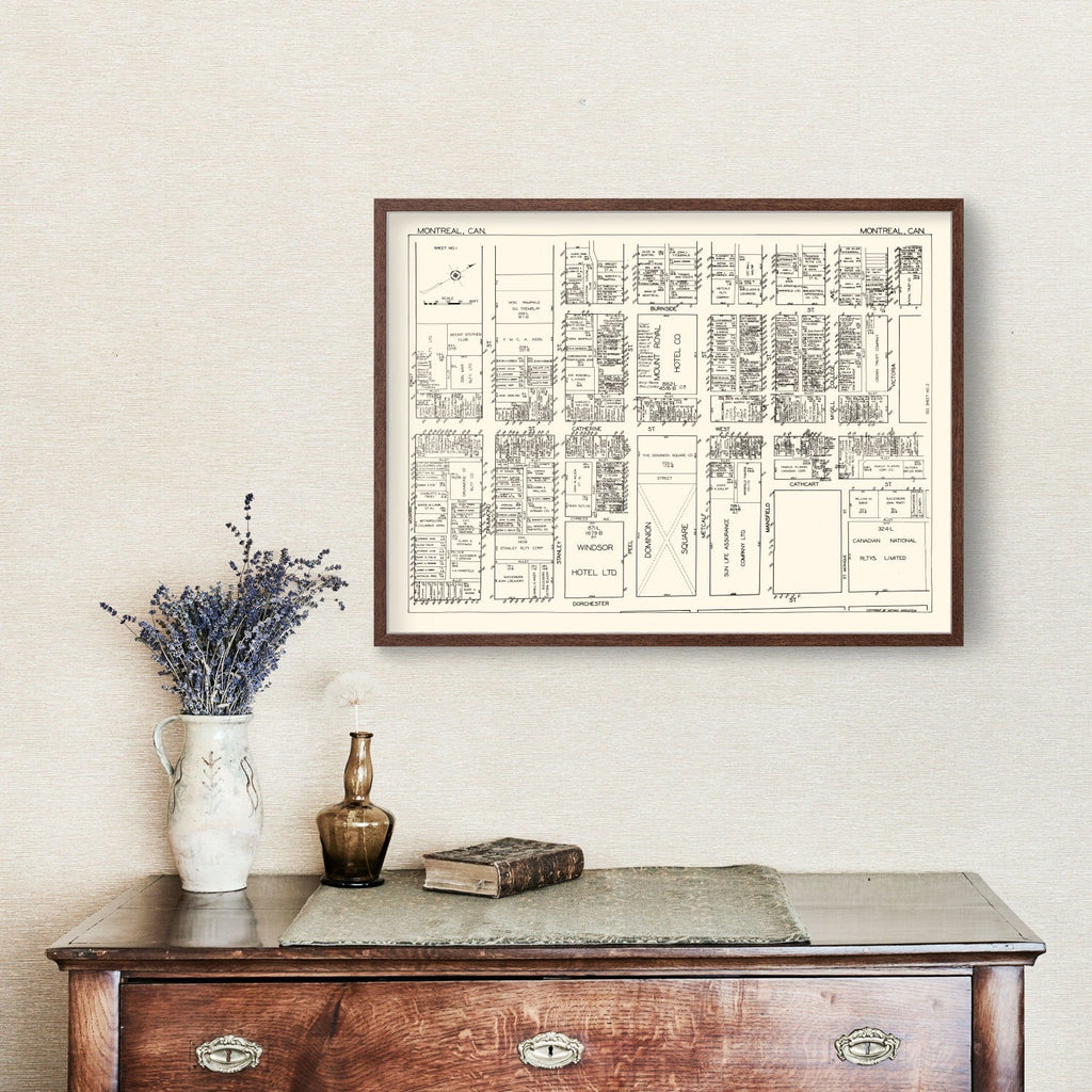 Vintage Map of Montreal, Canada 1929