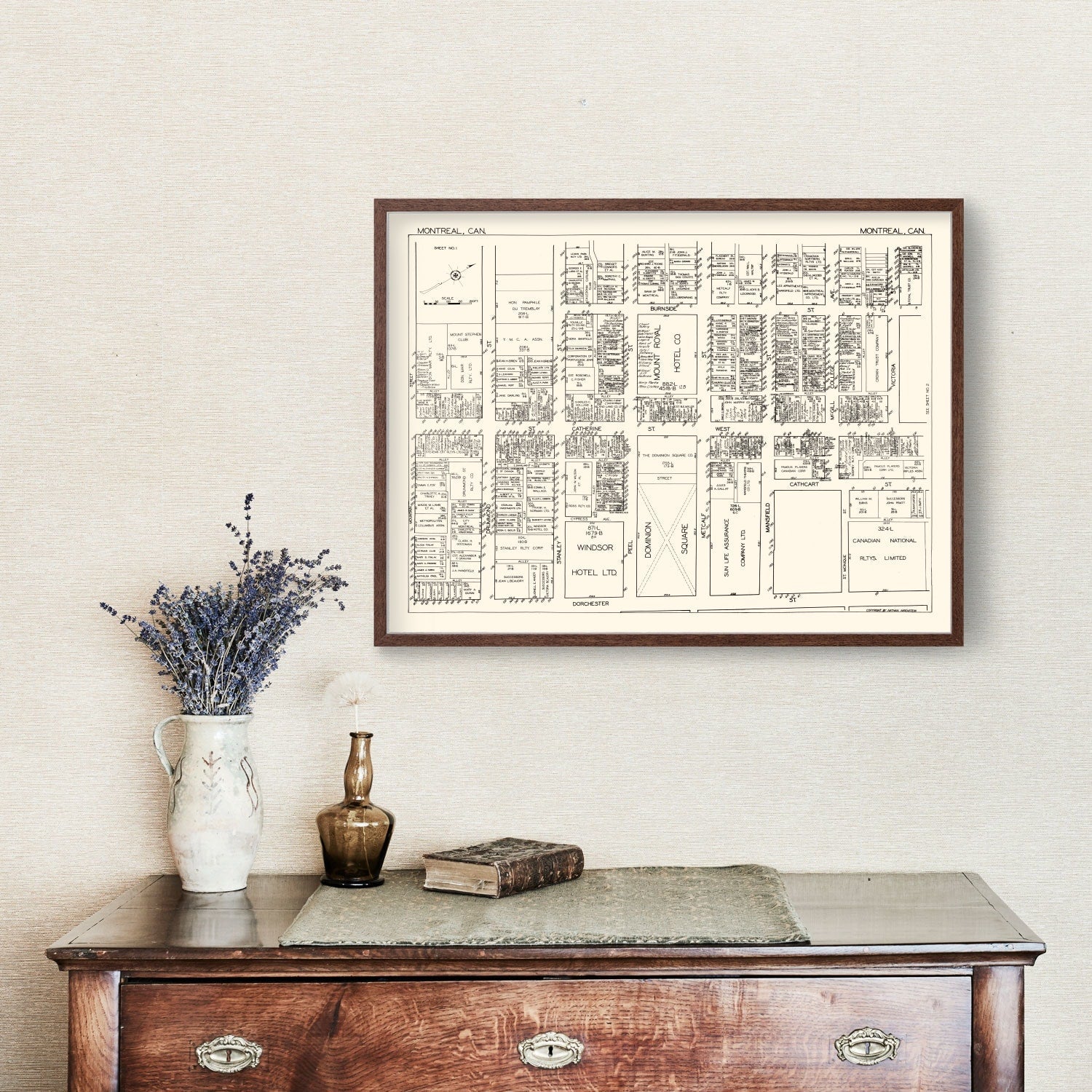 Vintage Map of Montreal, Canada 1929
