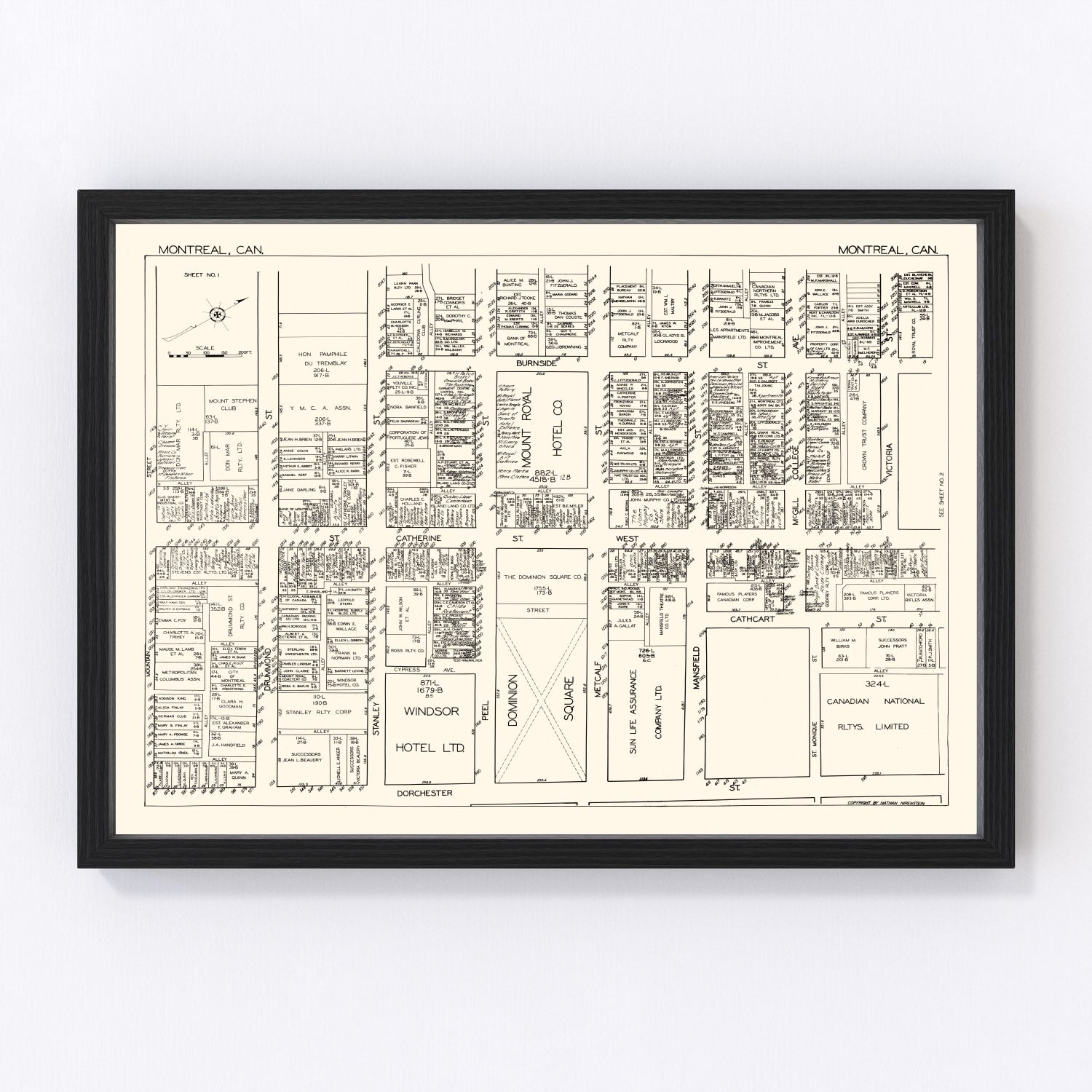 Vintage Map of Montreal, Canada 1929