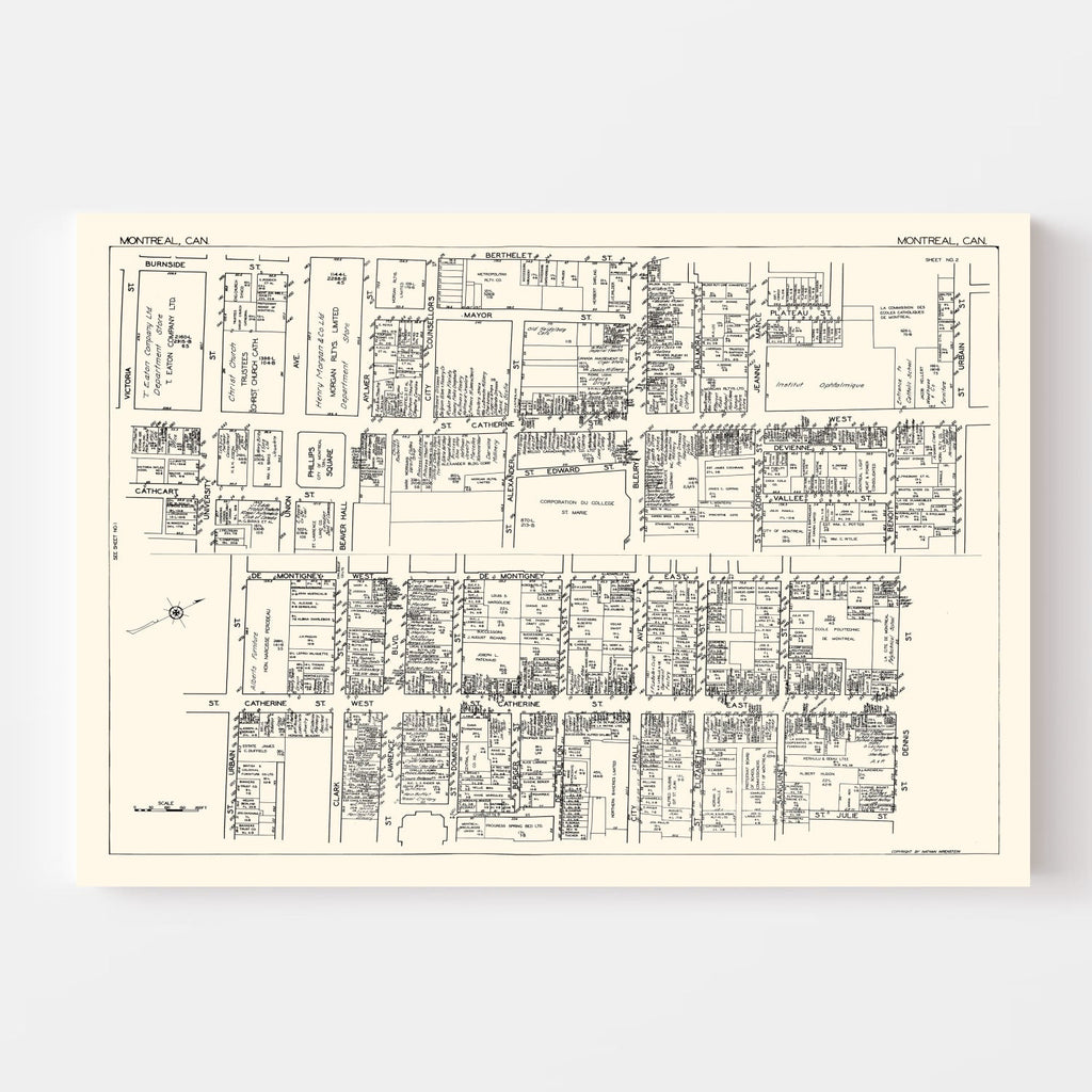 Vintage Map of Montreal, Canada 1929