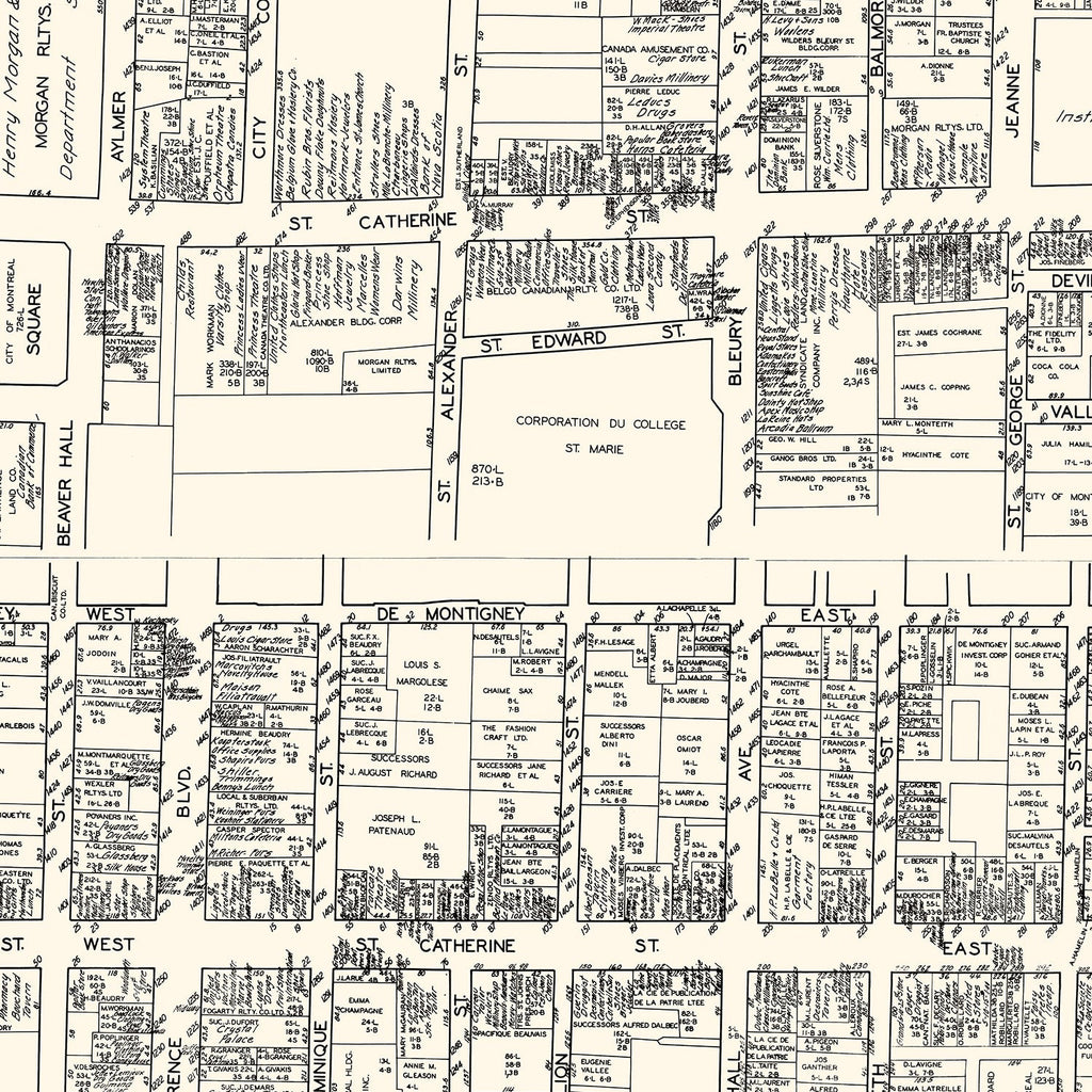 Vintage Map of Montreal, Canada 1929