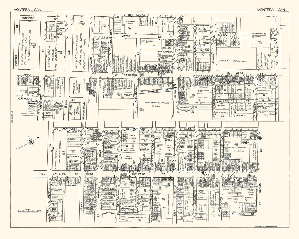 Vintage Map of Montreal, Canada 1929