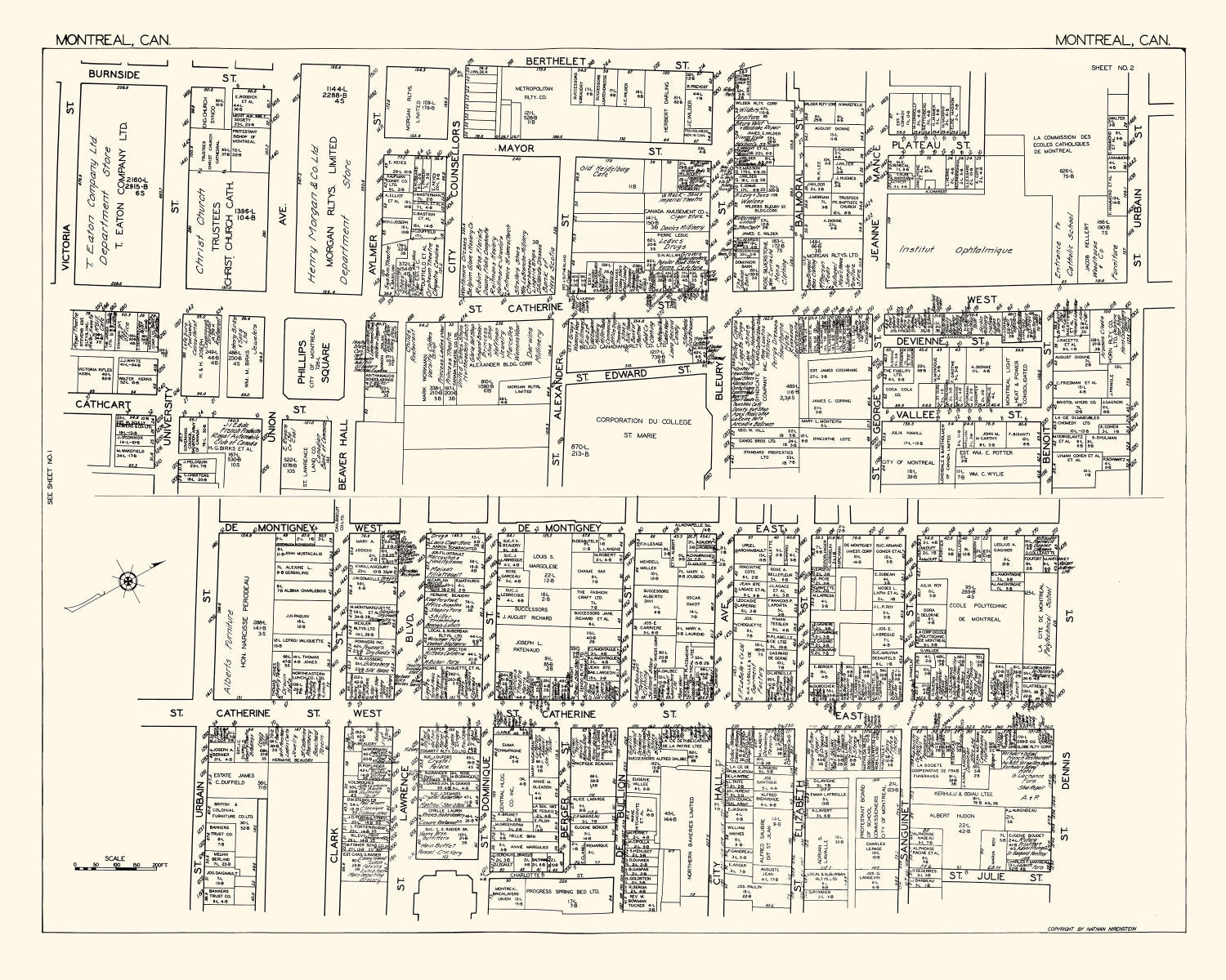 Vintage Map of Montreal, Canada 1929