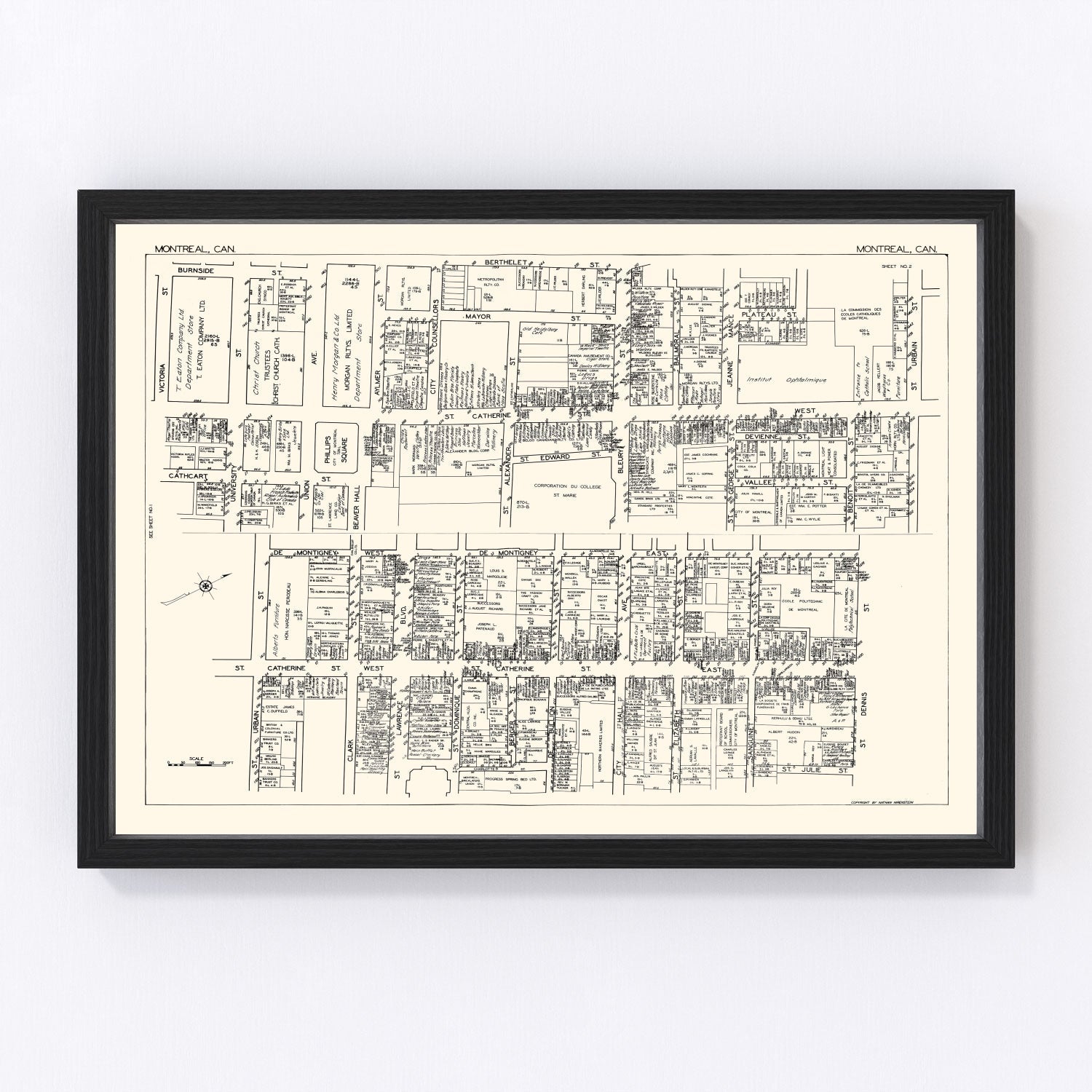 Vintage Map of Montreal, Canada 1929