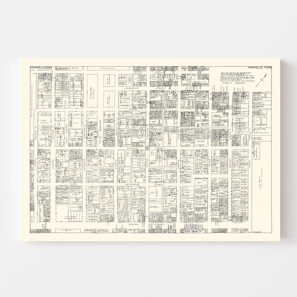 Vintage Map of Nashville, TN Business Section 1929