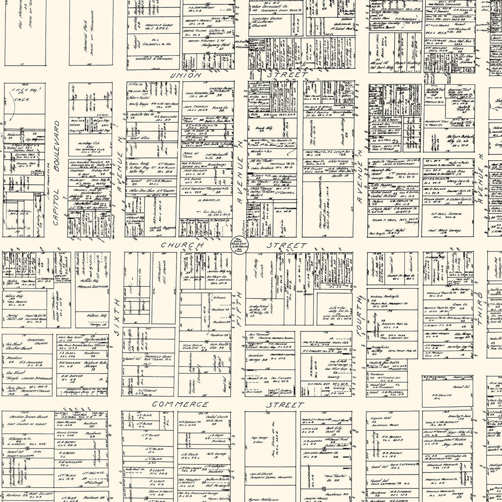 Vintage Map of Nashville, TN Business Section 1929