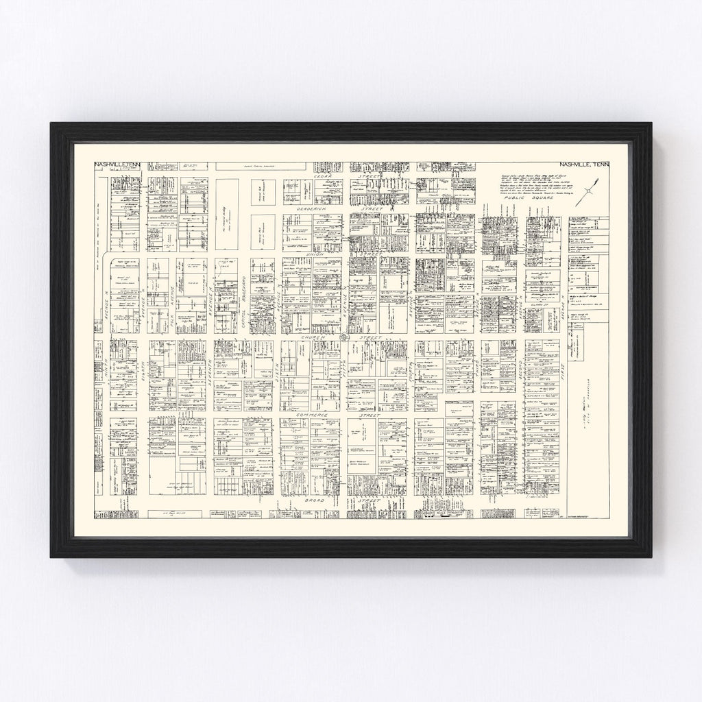 Vintage Map of Nashville, TN Business Section 1929