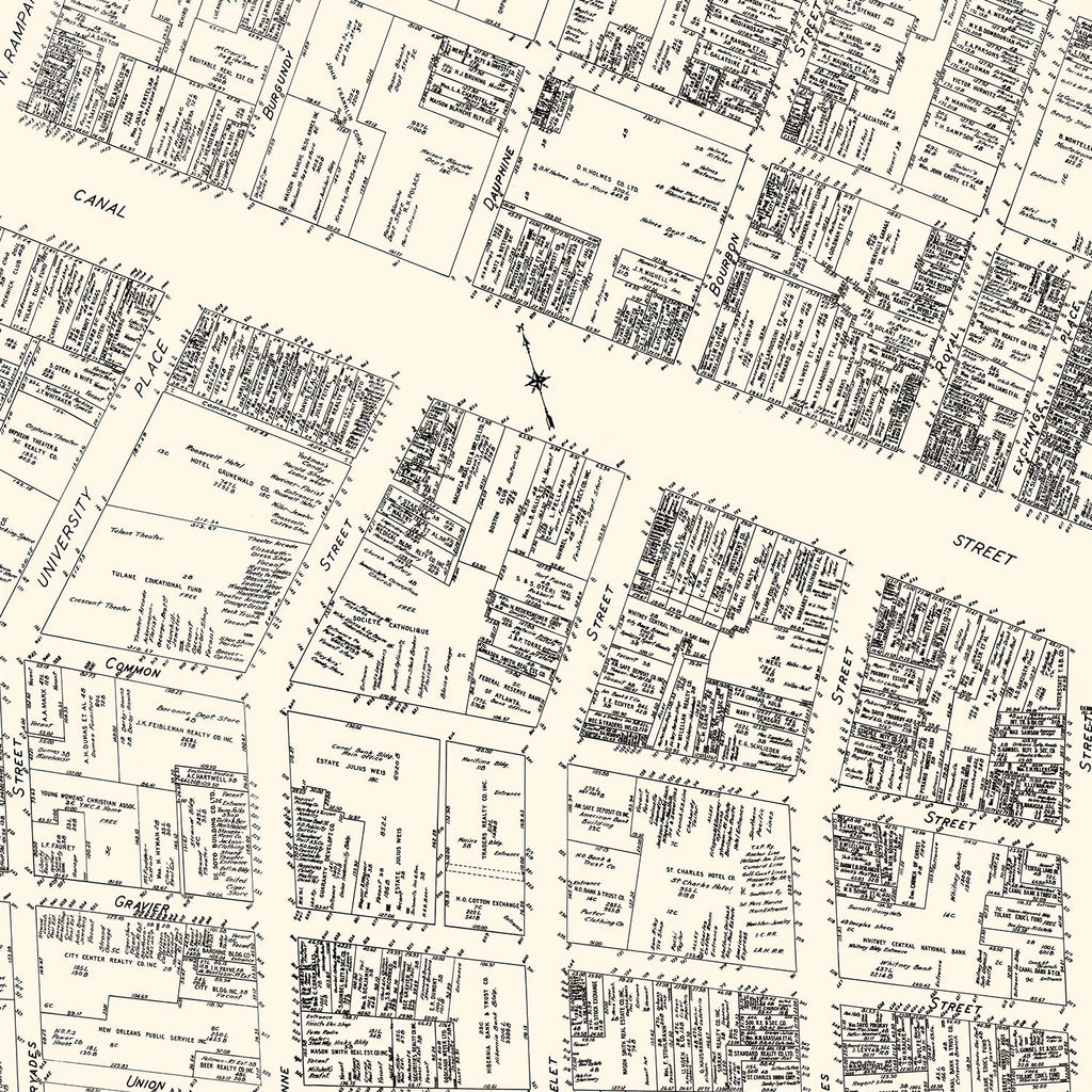 Vintage Map of New Orleans, LA Business Section 1929
