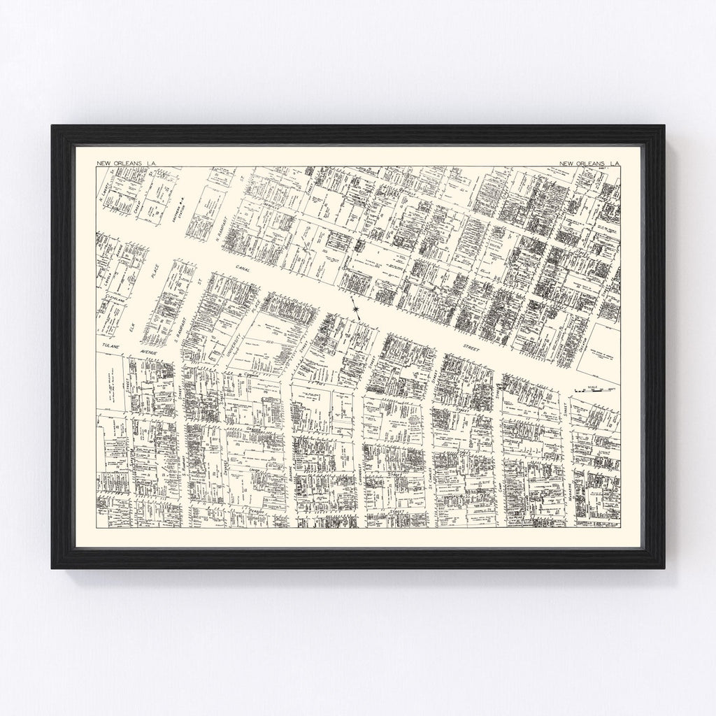 Vintage Map of New Orleans, LA Business Section 1929