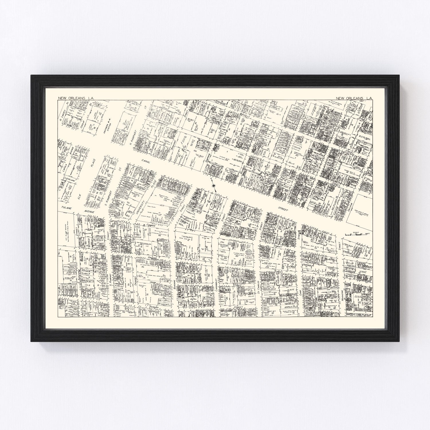 Vintage Map of New Orleans, LA Business Section 1929