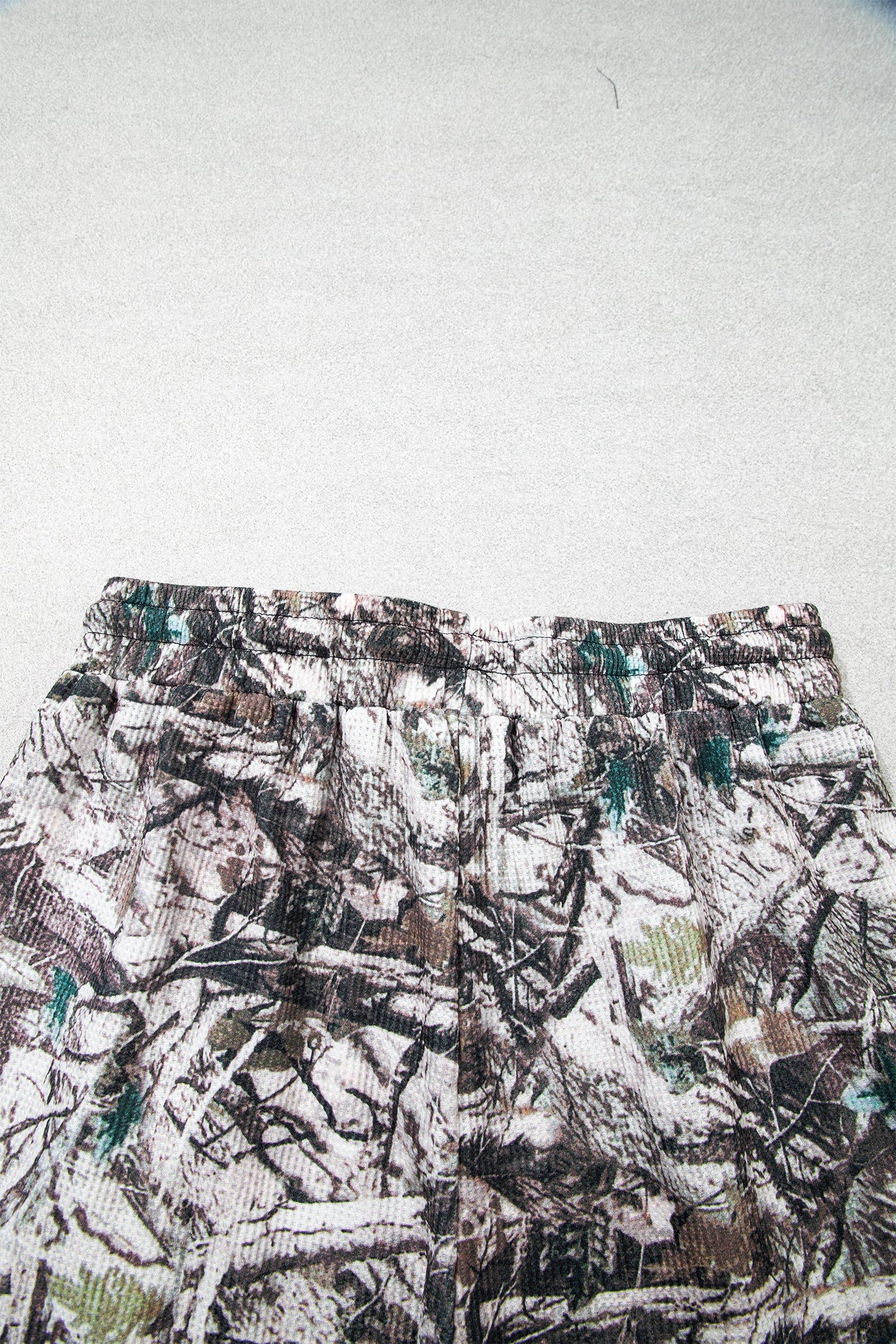 Camo Long Sleeve Top & Elastic Waist Shorts Set