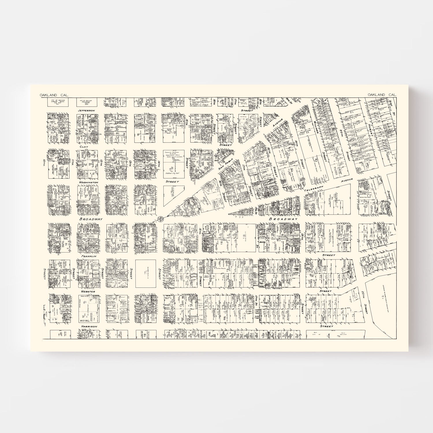 Vintage Map of Oakland, CA Business Section 1929
