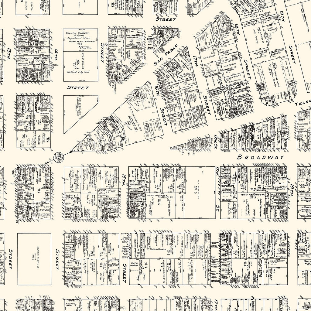 Vintage Map of Oakland, CA Business Section 1929