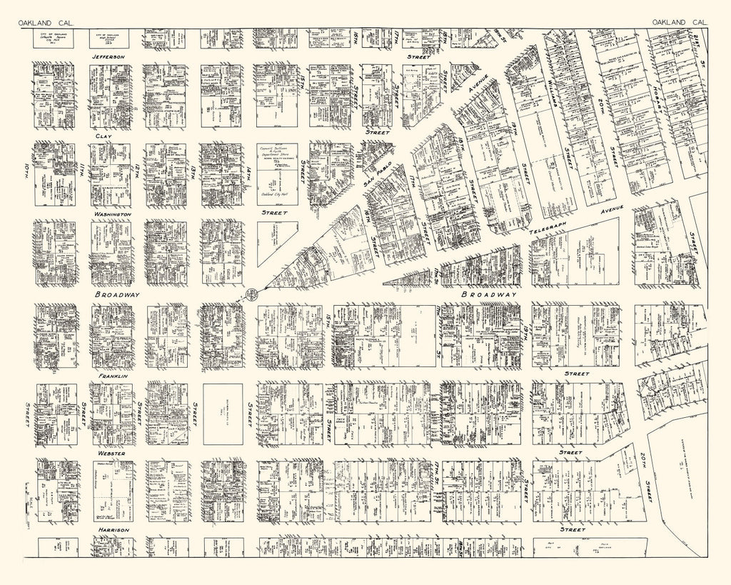 Vintage Map of Oakland, CA Business Section 1929