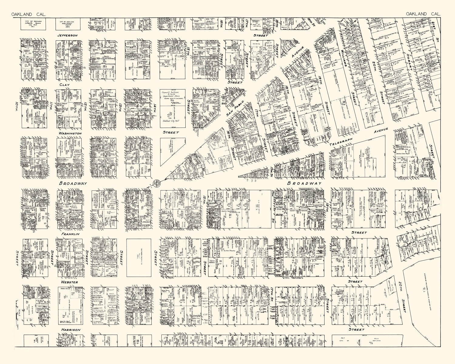 Vintage Map of Oakland, CA Business Section 1929