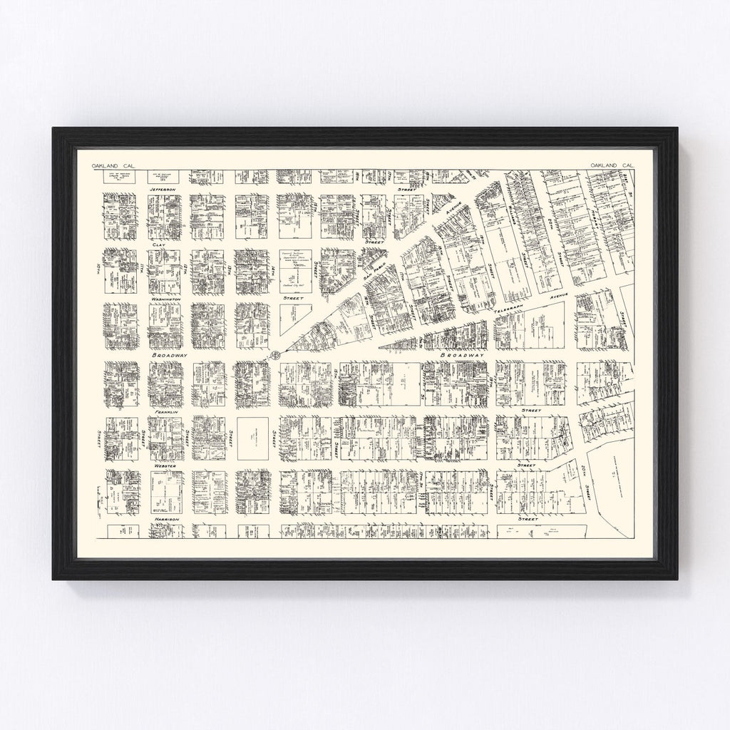 Vintage Map of Oakland, CA Business Section 1929