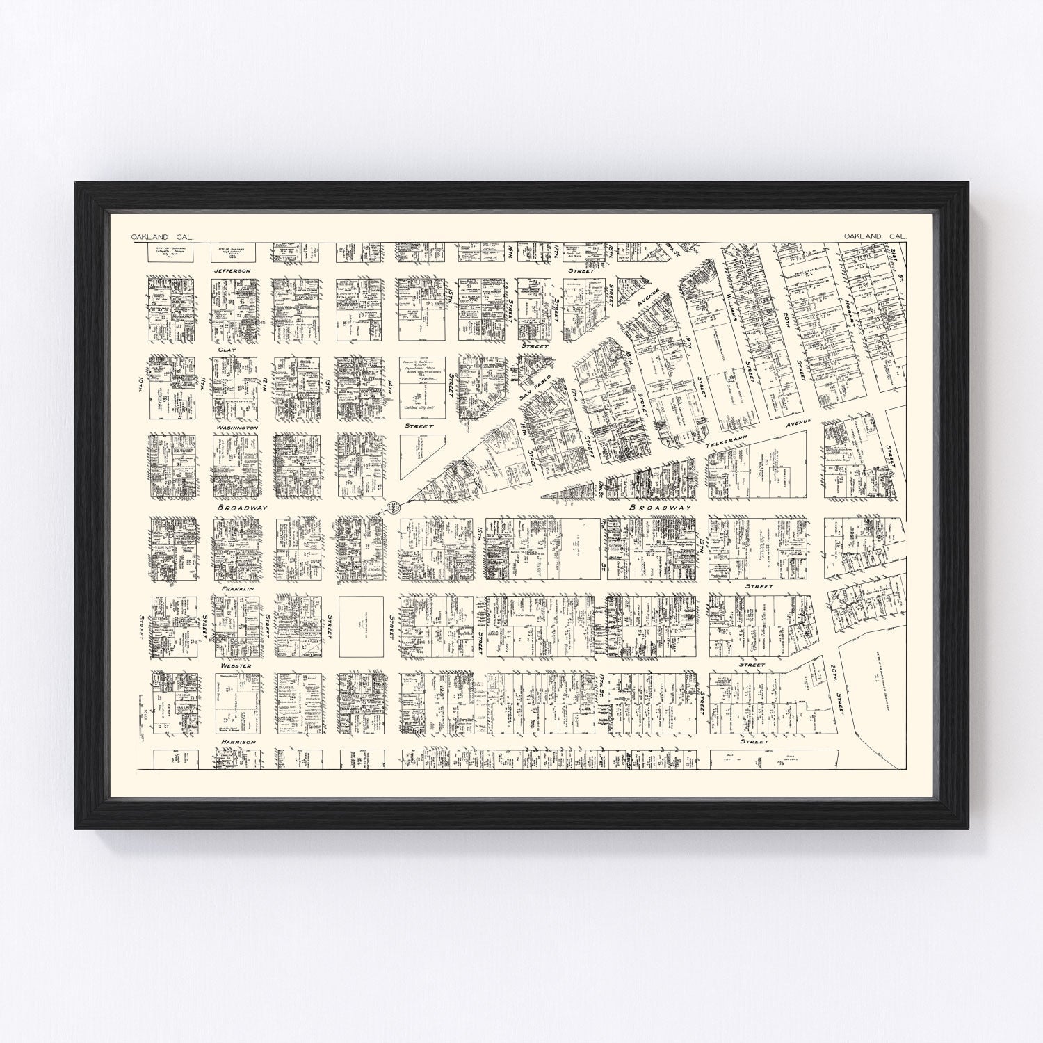 Vintage Map of Oakland, CA Business Section 1929