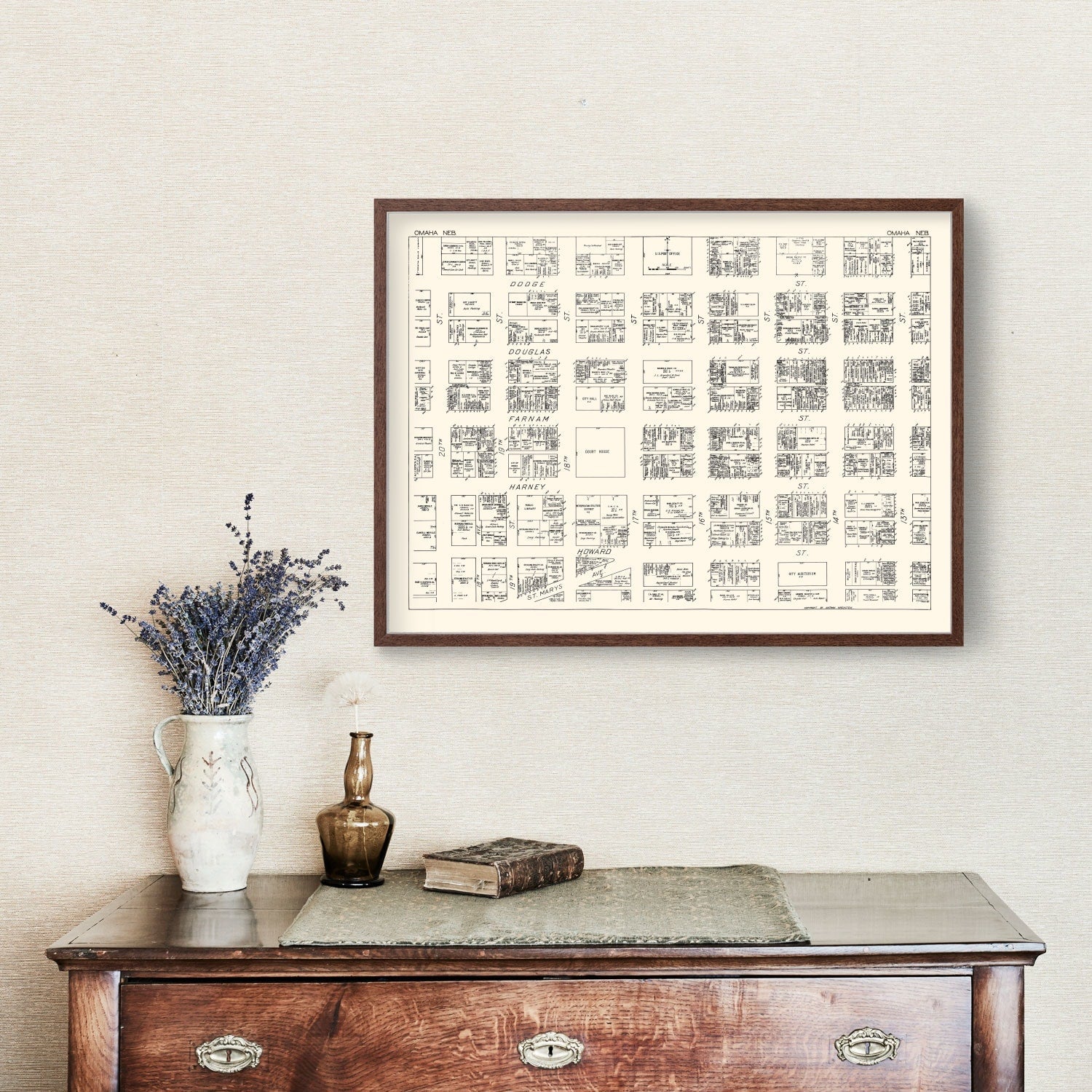 Vintage Map of Omaha, NE Business Section 1929