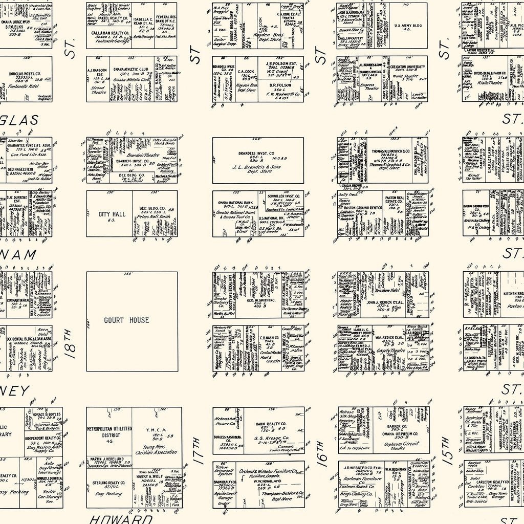 Vintage Map of Omaha, NE Business Section 1929