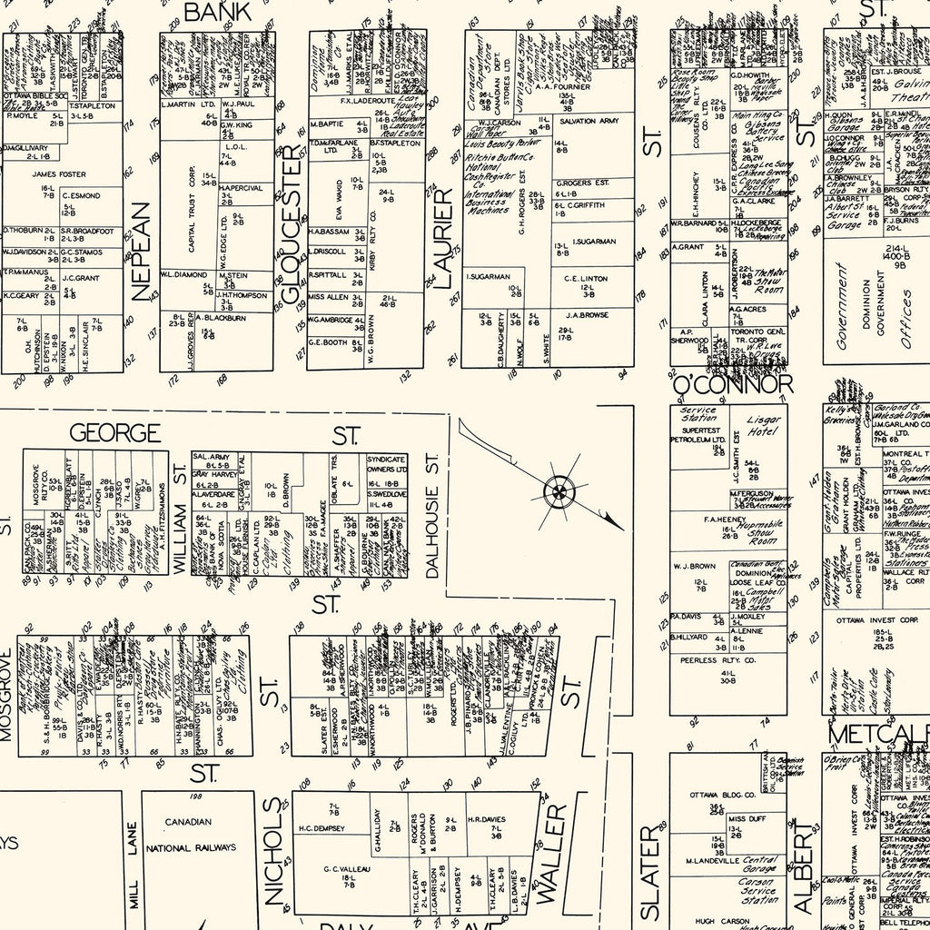 Vintage Map of Ottawa, Canada 1929