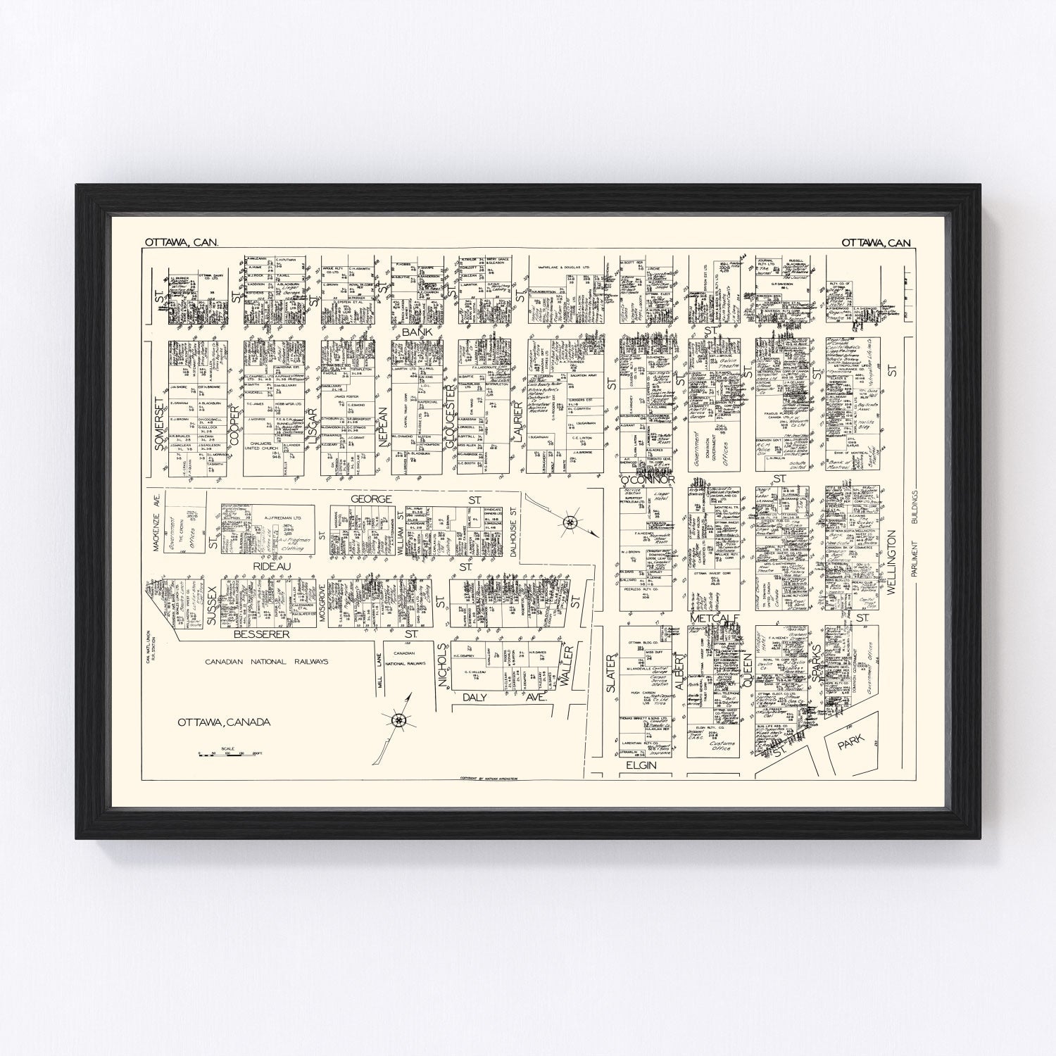 Vintage Map of Ottawa, Canada 1929