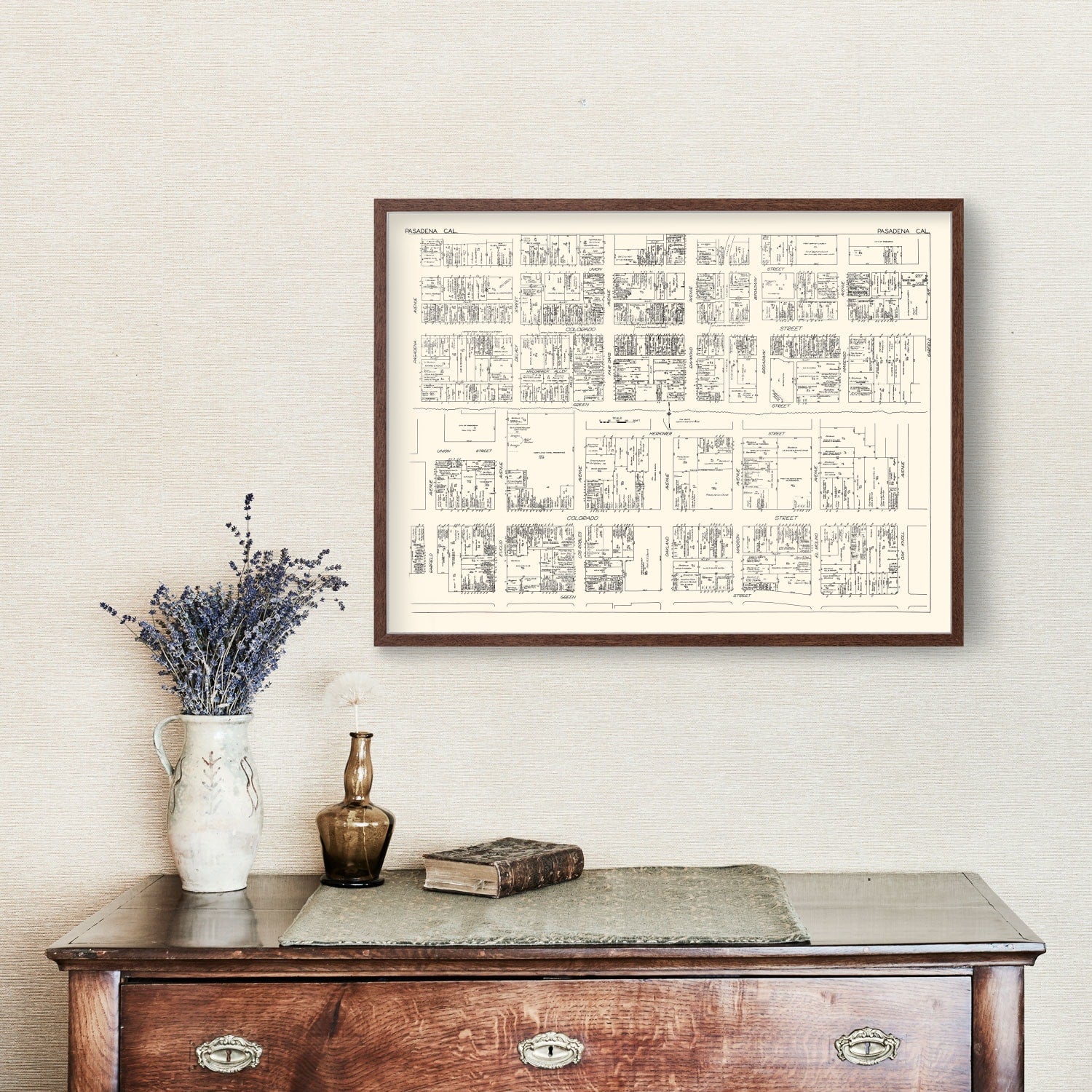 Vintage Map of Pasadena, CA Business Section 1929