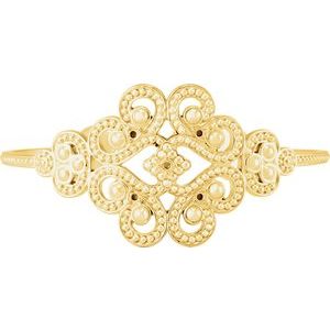 14K Yellow Gold Accented Granulated 7" Cuff Bracelet Mounting