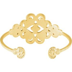 18K Yellow Gold Accented Granulated 7" Cuff Bracelet Mounting – image 2