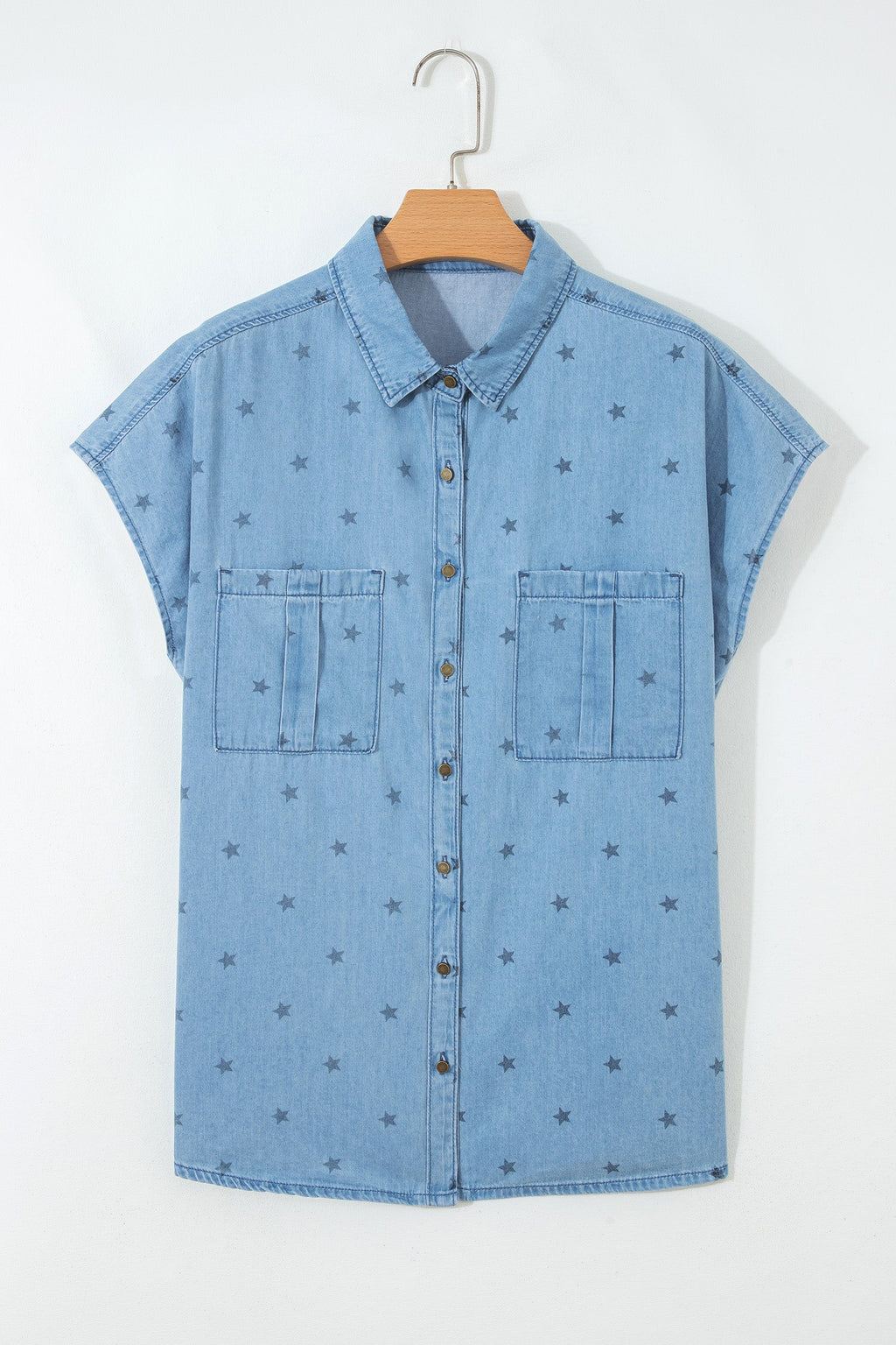 Star Denim Double Chest Pocket Short Sleeve Shirt