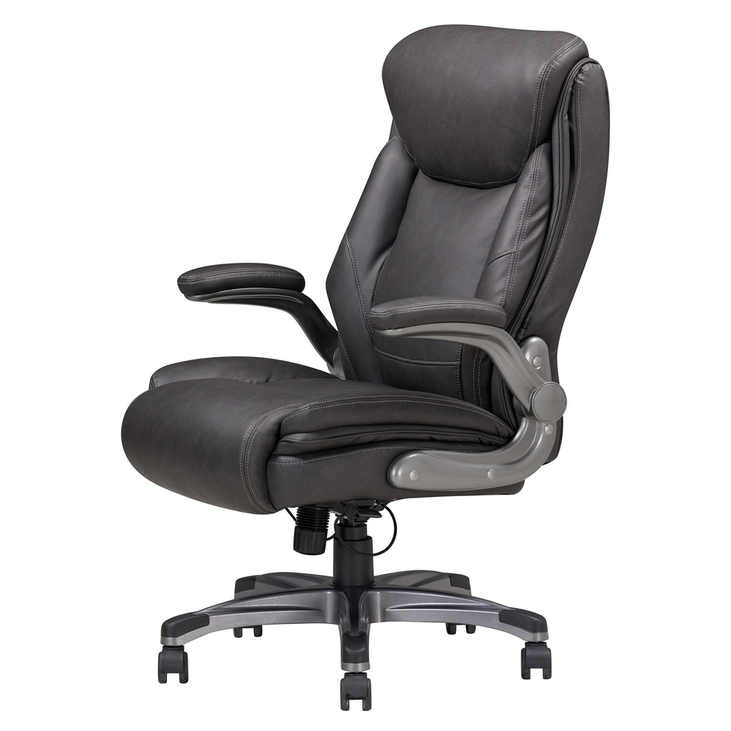 Modern Ergonomic Office Executive Chair, Adjustable Bonded Leather Armchair for Home Office Study, Grey