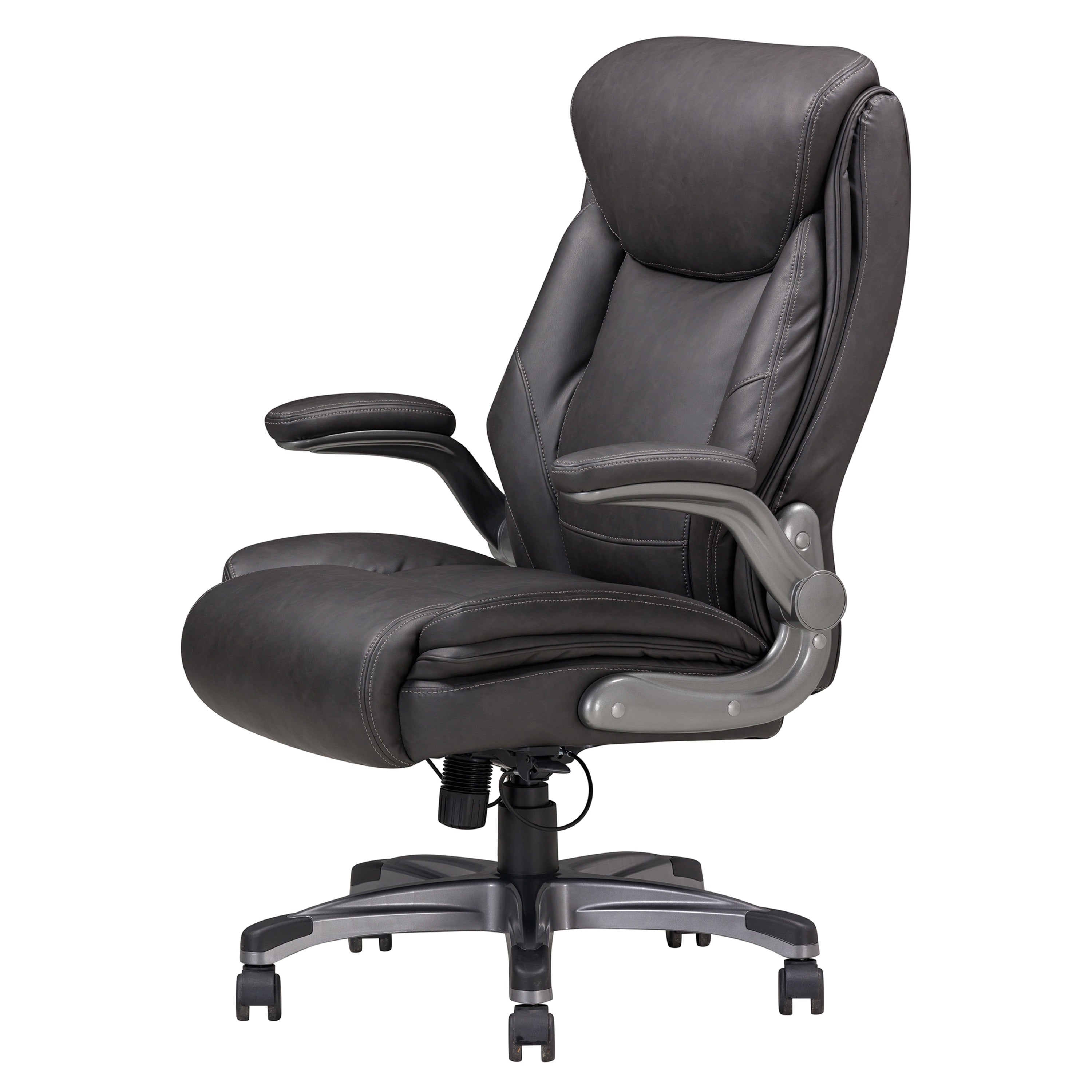 Modern Ergonomic Office Executive Chair, Adjustable Bonded Leather Armchair for Home Office Study, Grey