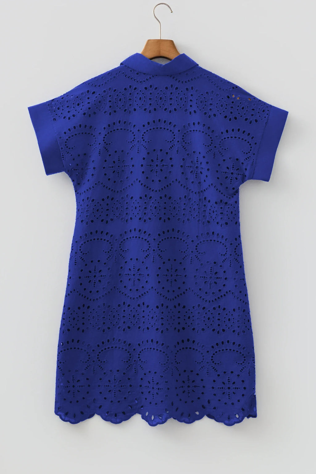 Solid Eyelet Embroidered T-Shirt Mini Dress