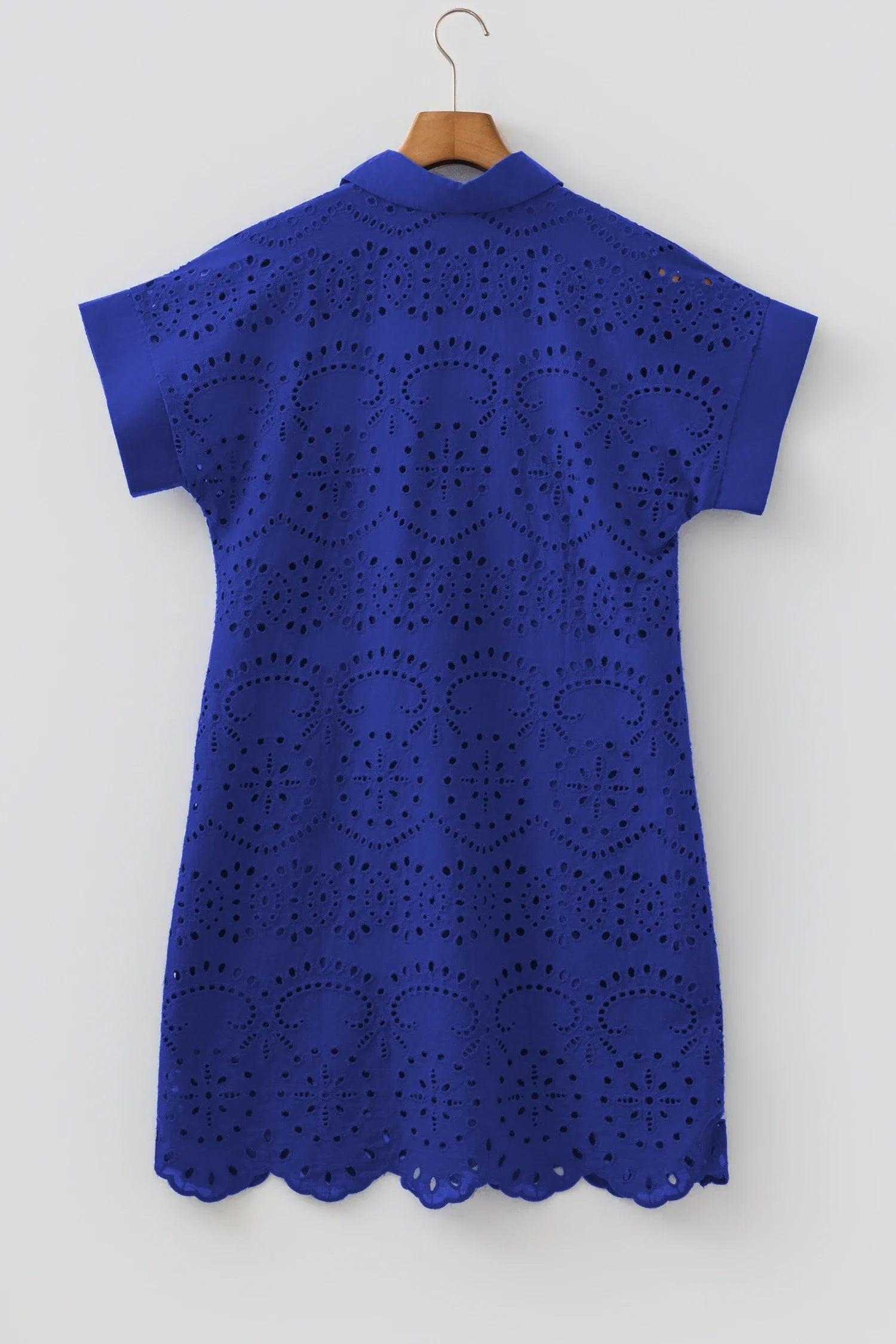 Solid Eyelet Embroidered T-Shirt Mini Dress