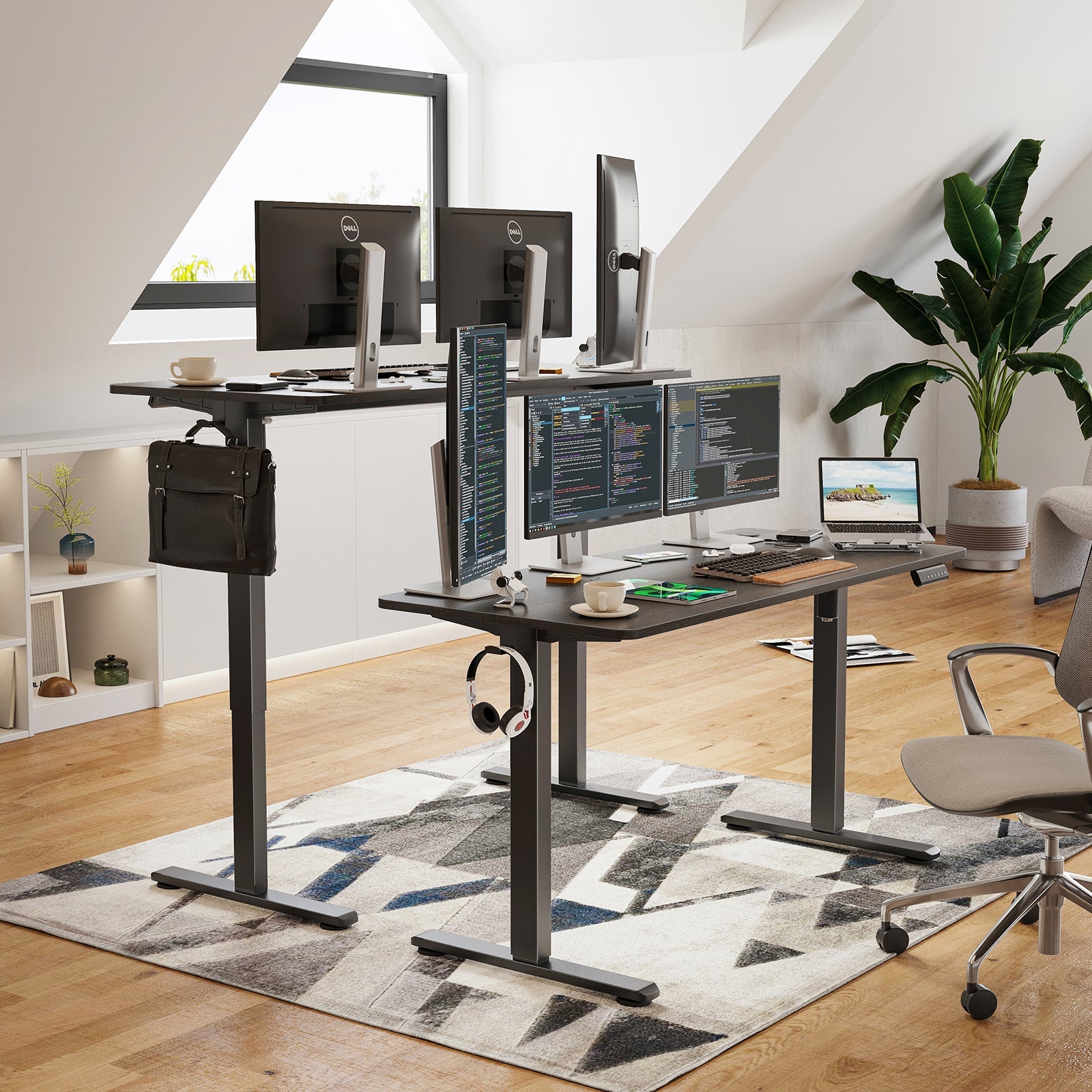STARY Electric Standing Desk Adjustable Height Sit Stand Home Office Desk with Splice Board