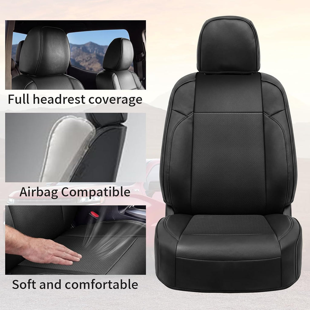 Umbrauto Seat Covers for Toyota Tacoma 2016-2023 Double & Crew Cab,Nappa Leather, 3D Laser-Scan Custom Fit, Waterproof, Easy-Clean, Full Coverage, Airbag Compatible, Pet & Scratch Protection