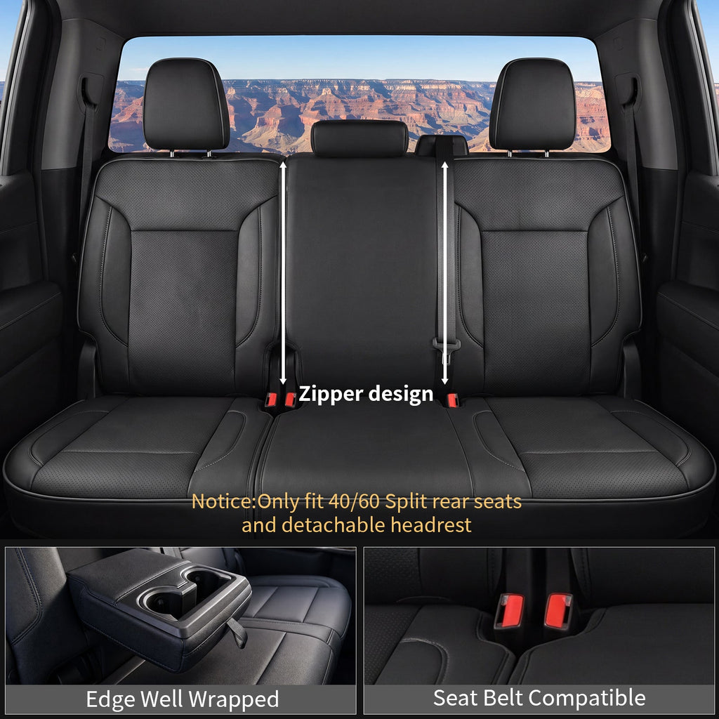 Umbrauto Custom Seat Covers for Silverado and GMC Sierra,Waterproof Nappa Leather Seatcovers for Chevy Silverado/GMC Sierra 2007-2013 & 2019-2026 1500, 2020-2026 2500HD 3500HD Crew/Double/Extended Cab