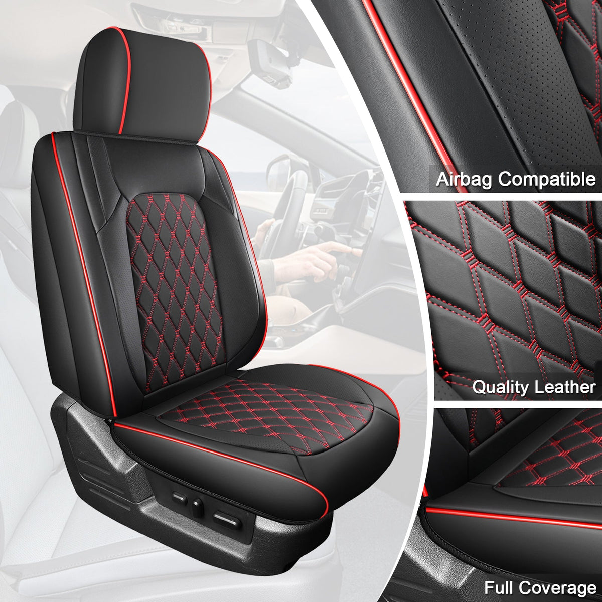 Umbrauto Leather Seat Covers for Silverado/Sierra, Waterproof Custom Full Set Seatcovers for Chevy Silverado/GMC Sierra 2007-2013 & 2019-2026 1500, 2020-2026 2500HD 3500HD Crew/Double/Extended Cab