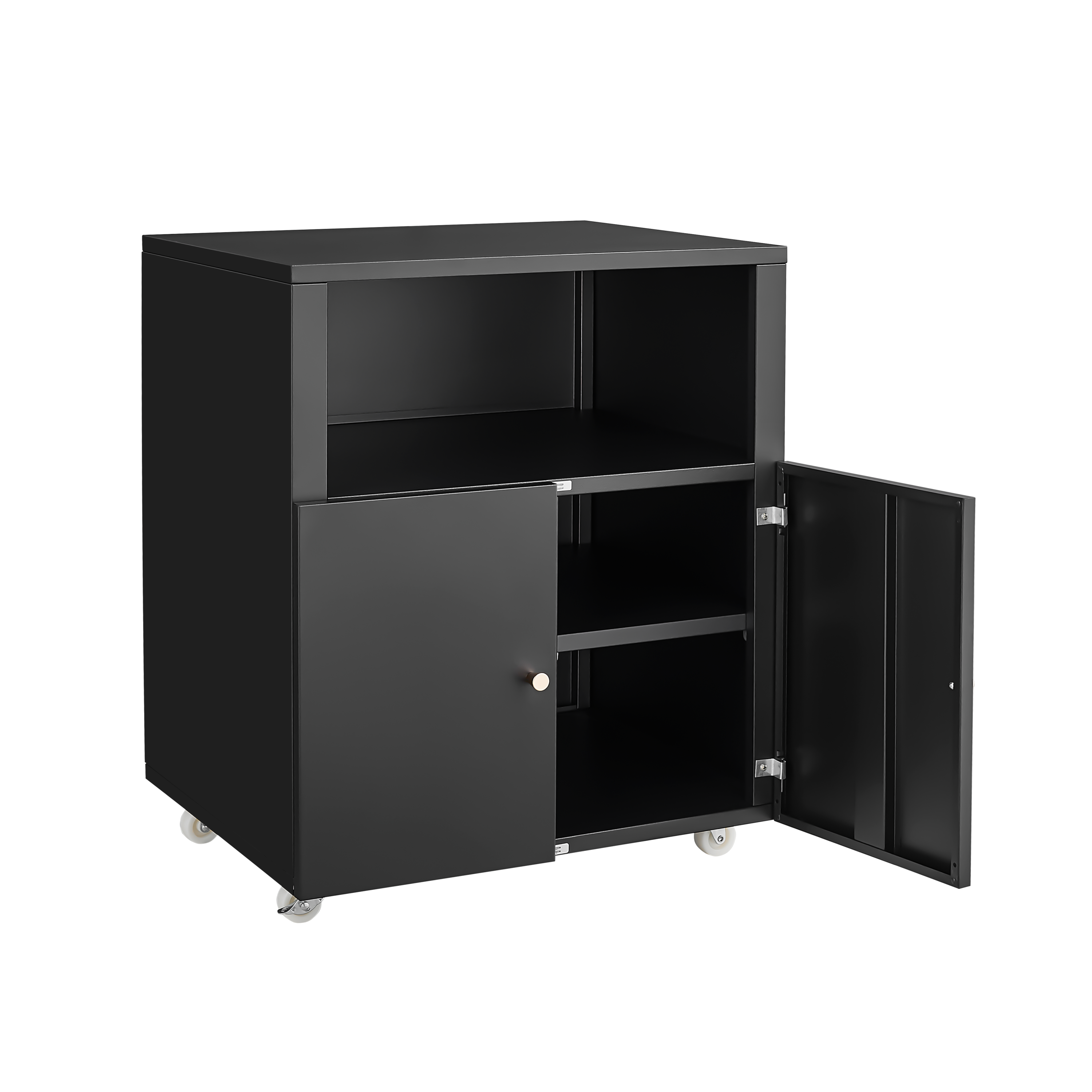 Home Office Printer Stand with Wheels, Printer Tables with File door  Mobile Lateral Filing Cabinet with Open Storage Shelf for Letter/Legal/A4 Size Files,