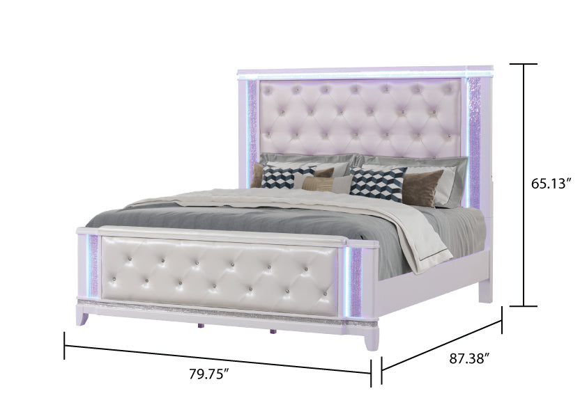OPIUM King 5 Pc Bedroom set in Milky White(CA INVENTORY)