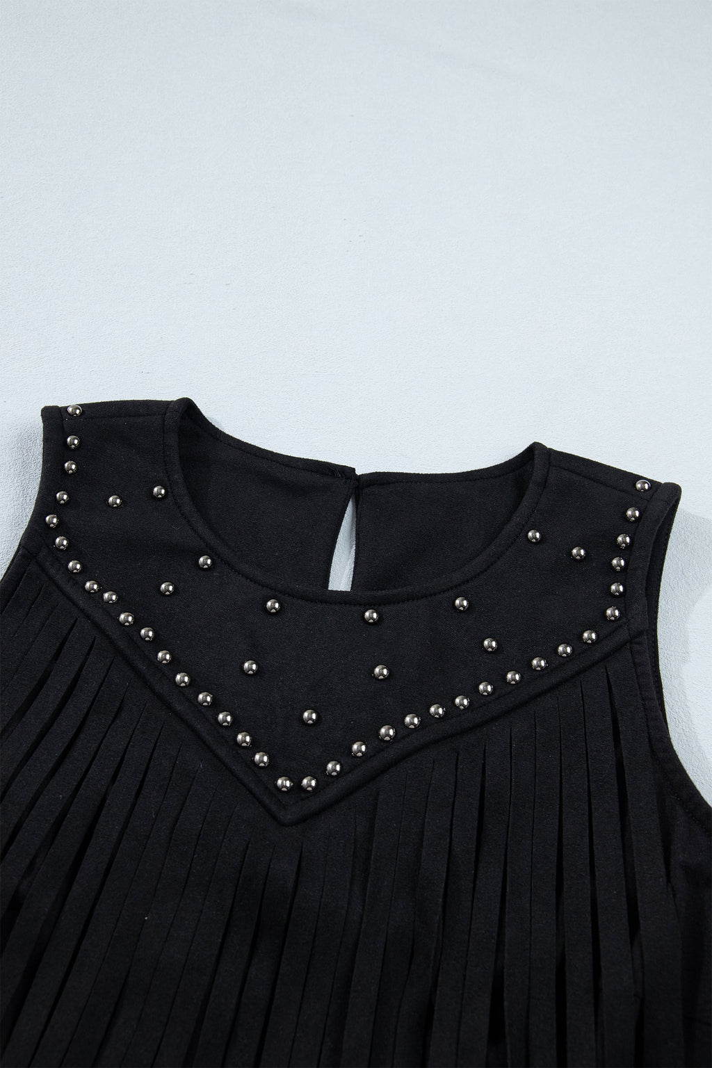 Western Fringe Rivet Panel Sleeveless Top