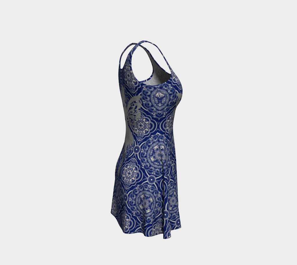 Silver Fairy Pattern Flared Short Dress