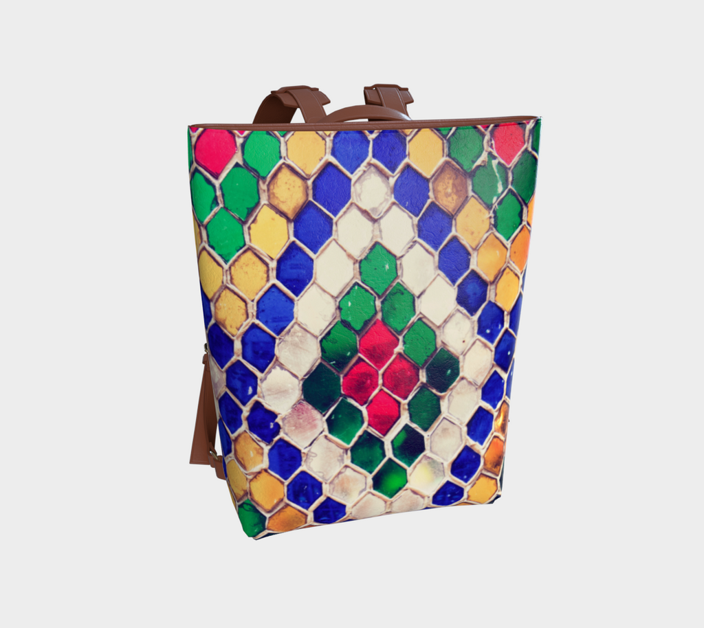 Geometric Design Vegan Leather Backpack