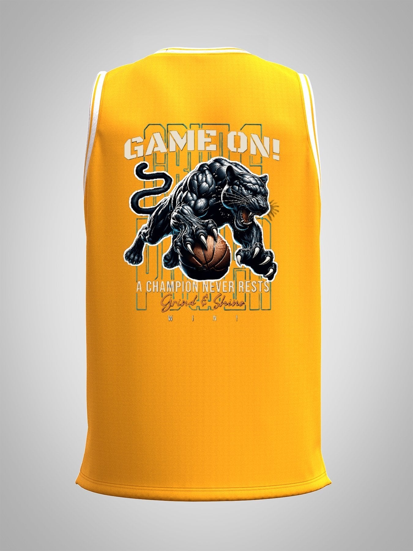 Game On! Grind & Shine Jaguar Yellow Basketball Jersey - Front & Back Printing