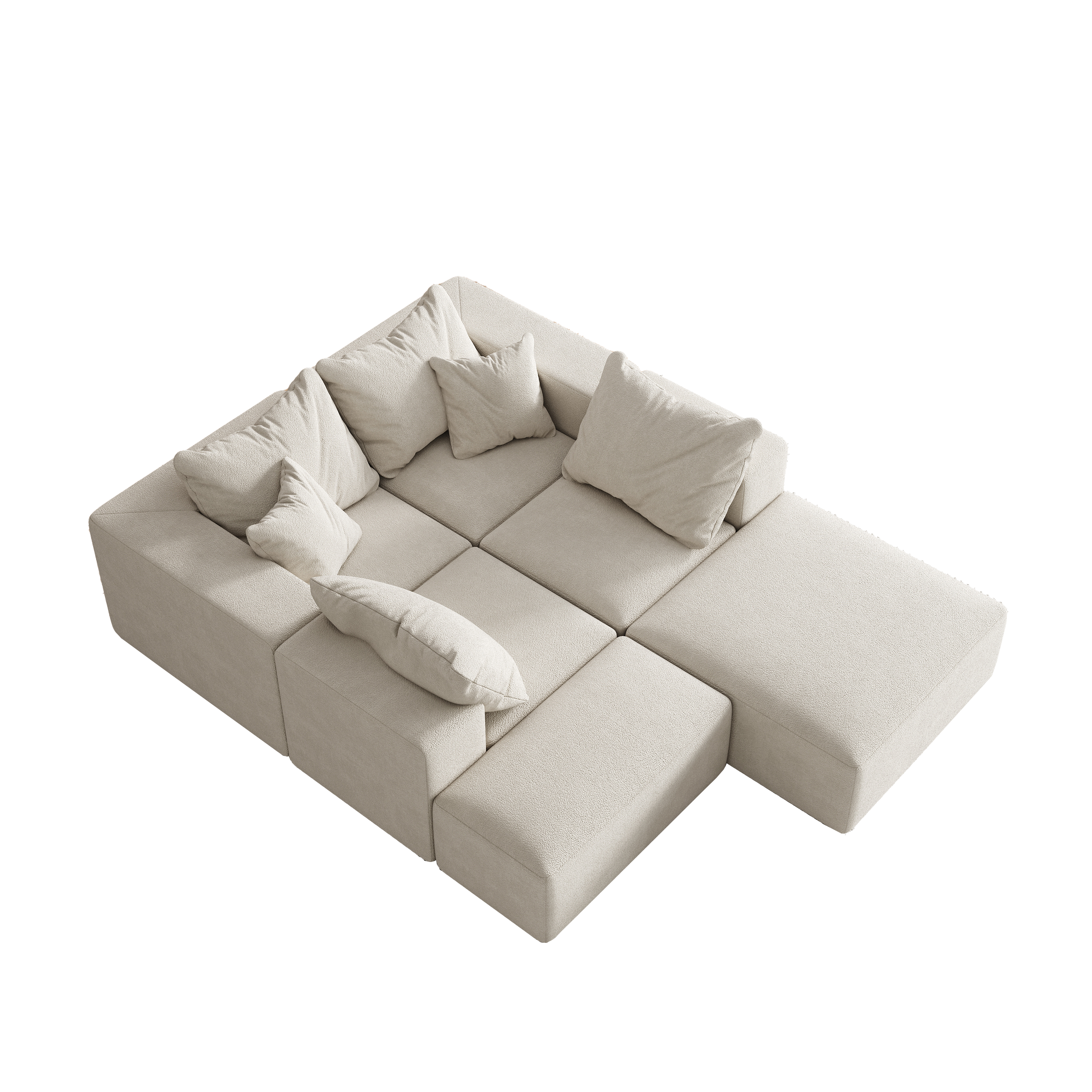 Modern Upholstered Sectional Boneless Couch Set,Modular 132' L Shaped Sectional Living Room Sofa Set With 6 Pillows,Free Combination Sofa Couch for Living Room,Bedroom